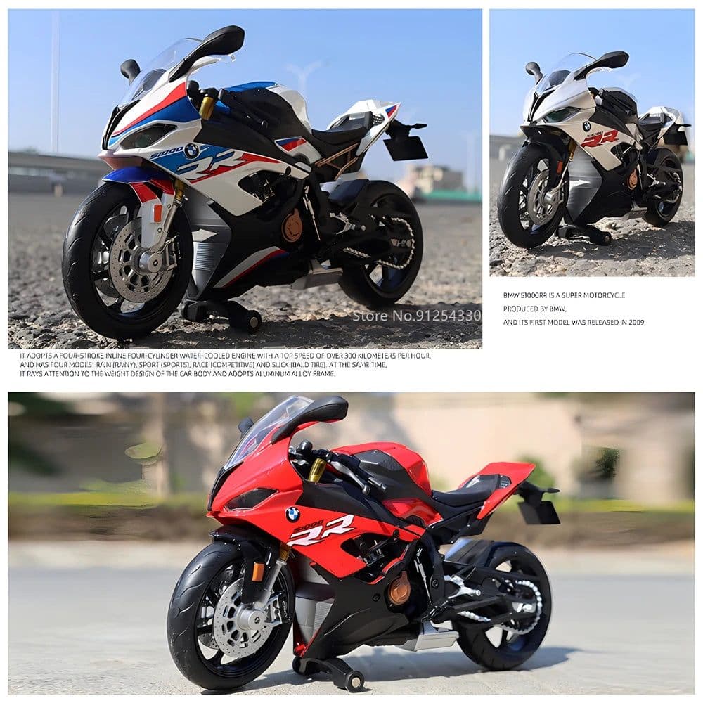 image-MAKEDA 1:12 BMW S1000RR Diecast Motorcycle Toy - Exquisite Detail & Durability