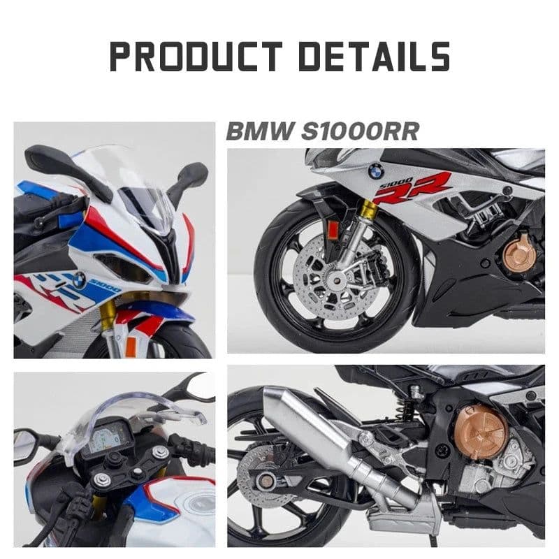 image-MAKEDA 1:12 BMW S1000RR Diecast Motorcycle Toy - Exquisite Detail & Durability