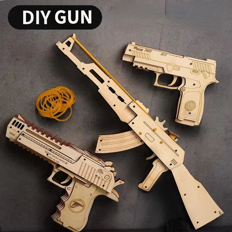 image-CTMA 3D Wooden Rubber Band Gun Puzzle - Creative Assembly Toy for Kids