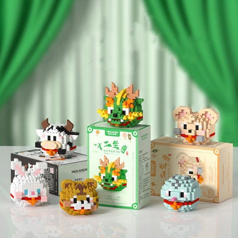 image-Zodiac Cartoon Mini Animal Building Blocks - Fun & Educational Toy Set