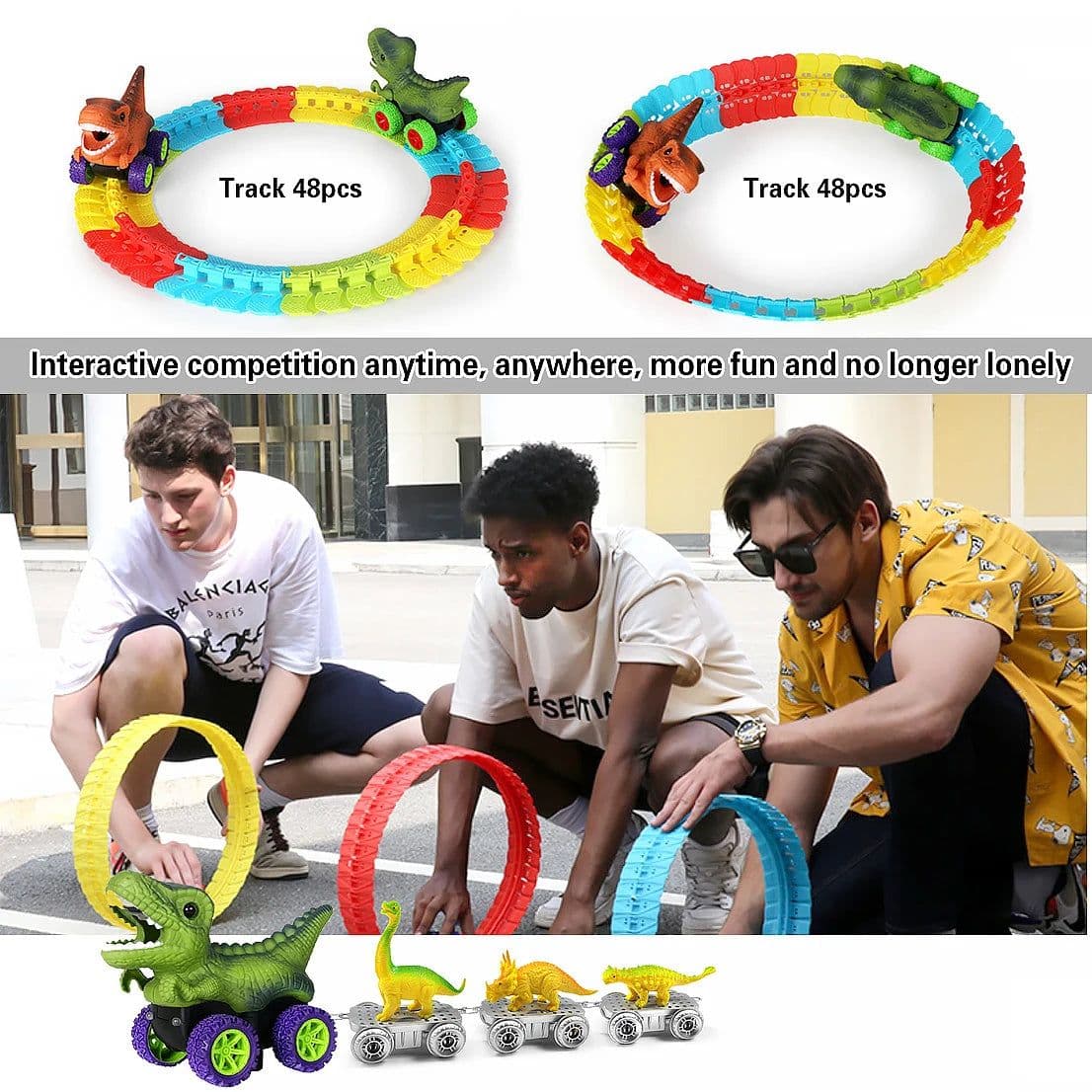 image-TONERJU Dinosaur Race Track Set - Endless Fun & Creative Play for Kids
