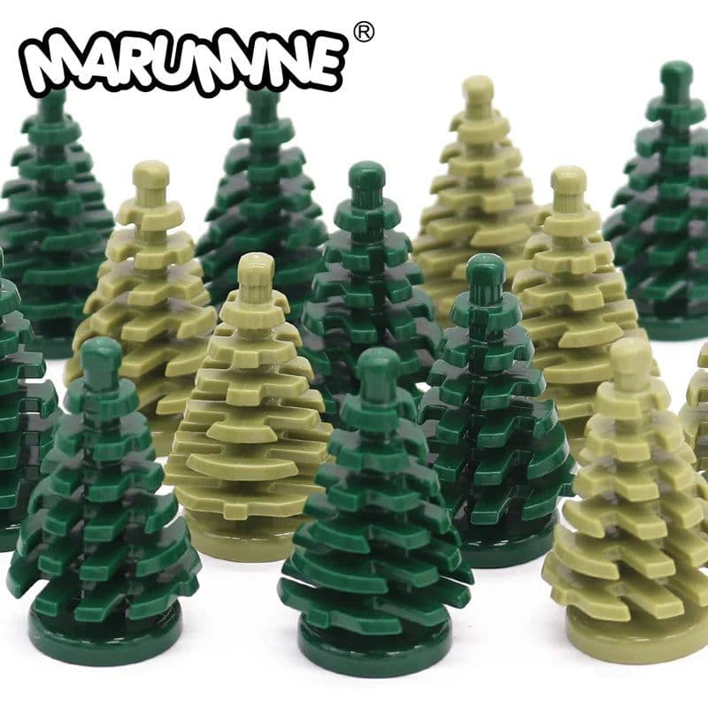 image-MARUMINE Small Spruce Tree Building Block Accessories Pack of 10