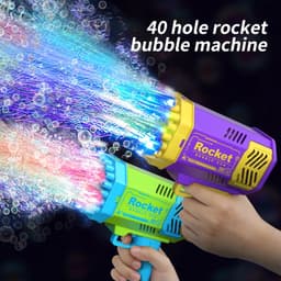 image-Portable LED Bubble Gun - 40 Holes Fun for Kids - Non-Toxic & Mess-Free