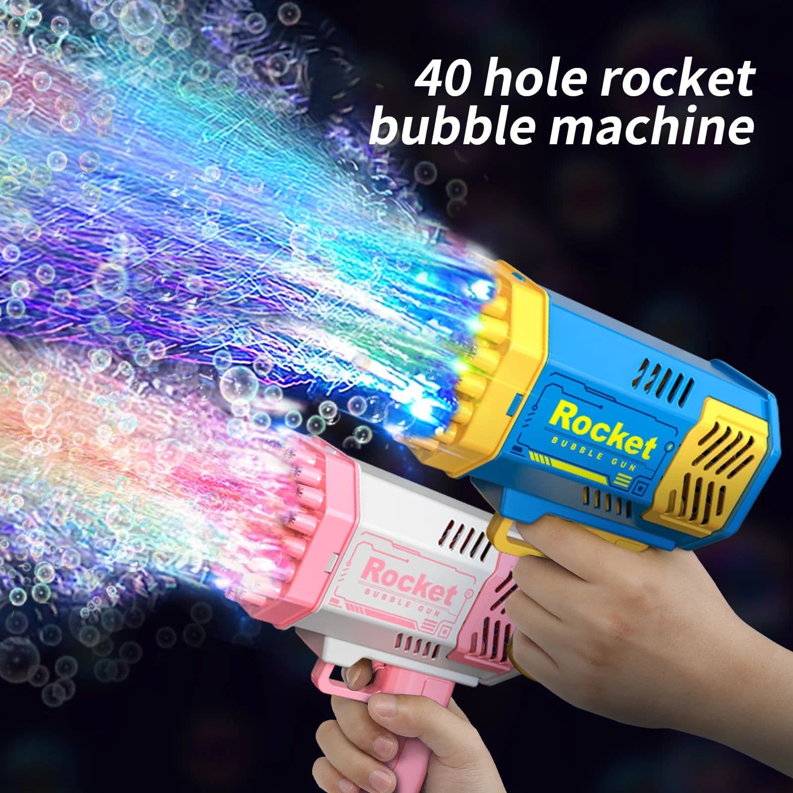 image-Portable LED Bubble Gun - 40 Holes Fun for Kids - Non-Toxic & Mess-Free
