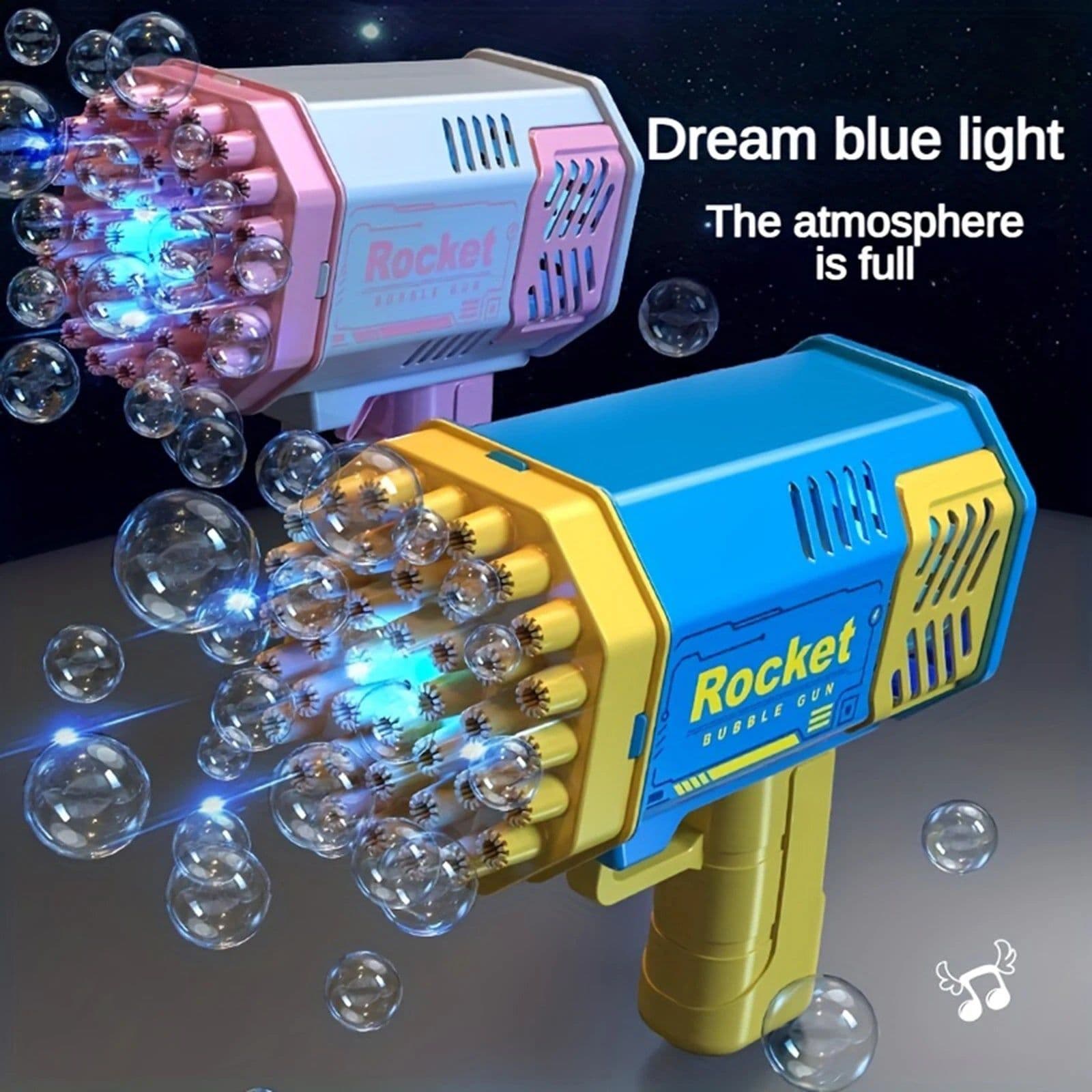 image-Portable LED Bubble Gun - 40 Holes Fun for Kids - Non-Toxic & Mess-Free