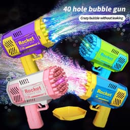 image-Portable LED Bubble Gun - 40 Holes Fun for Kids - Non-Toxic & Mess-Free