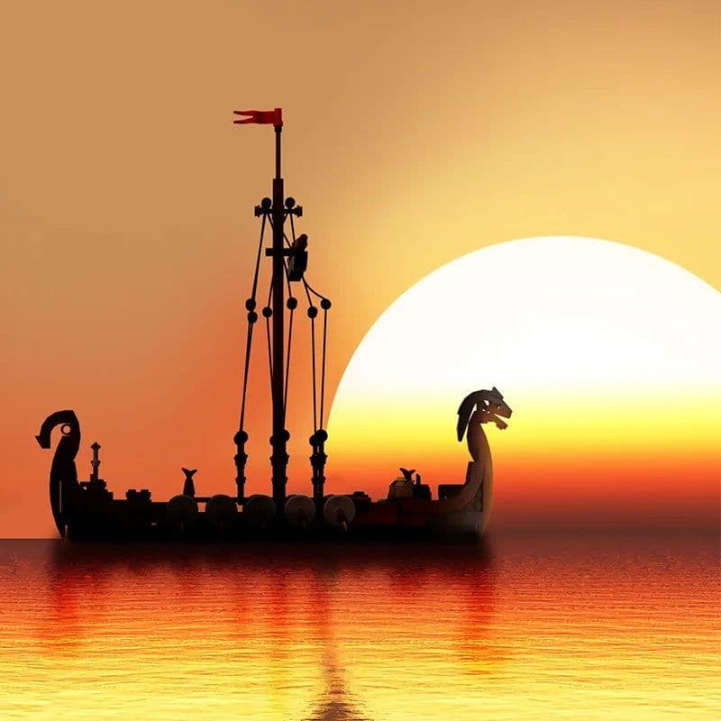 image-Medieval Military Viking Ship Building Block Set - Creative Toy for Kids