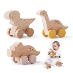 image-Baby Carrier Beech Wood Dinosaur Car Teether - Educational Toy for Children