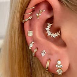 image-Stainless Steel Hoop Earring Women Zirconia Crystal Piercing Ear Daith