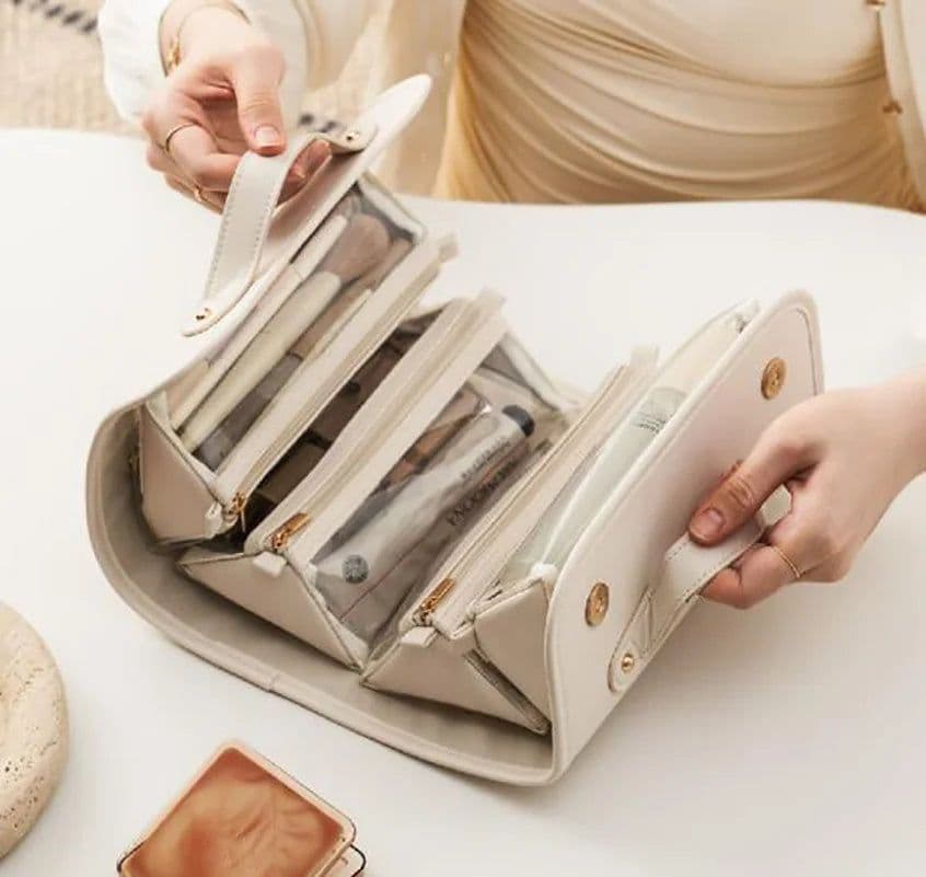 image-Detachable Cosmetic Bag Portable Large Capacity 4 in 1 Makeup Bags