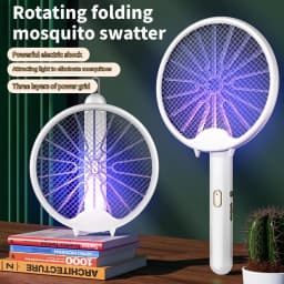 image-USB Electric Fly Swatters Foldable UV Light Electric Flies Shocker