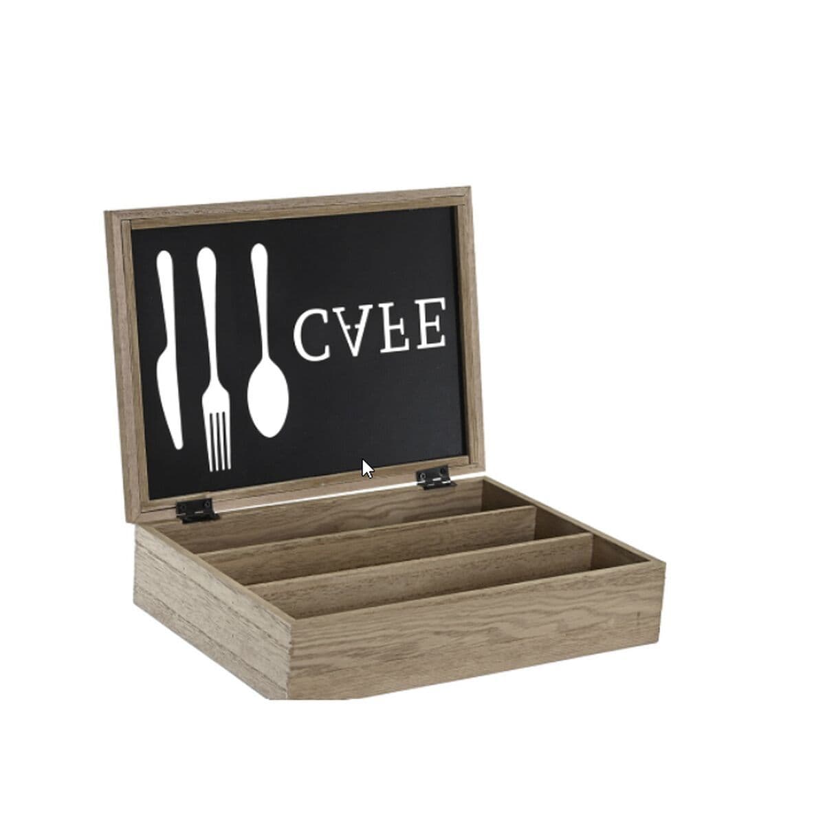 image-Cutlery Organiser DKD Home Decor Brown Black Metal MDF Wood Vintage 25 x 18 x 6 cm