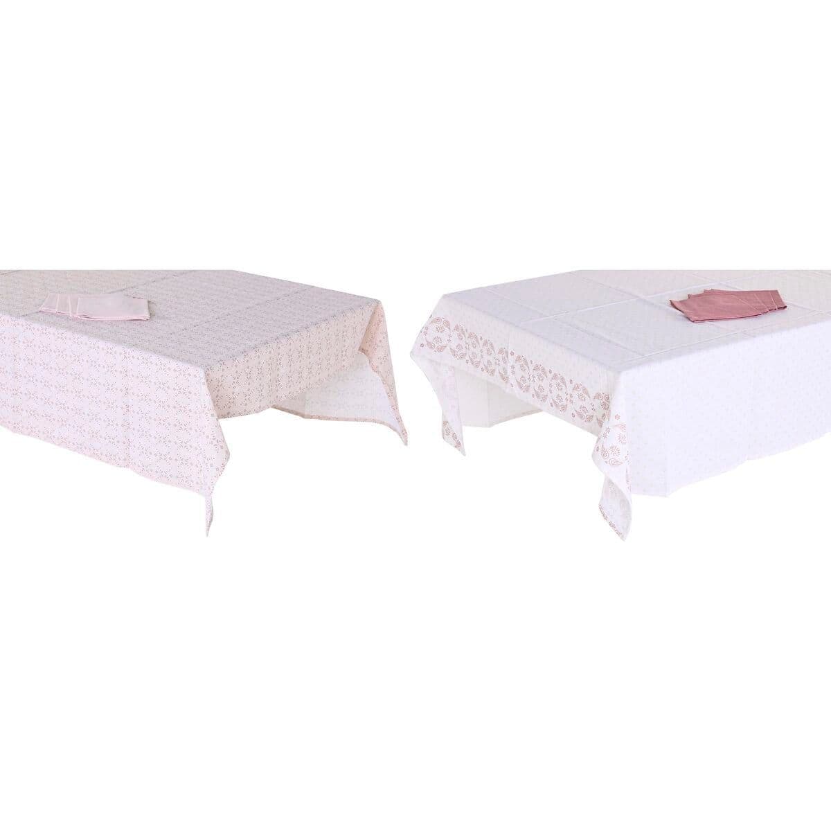 image-Tablecloth and napkins DKD Home Decor 150 x 150 x 0,5 cm Pink White (2 Units)