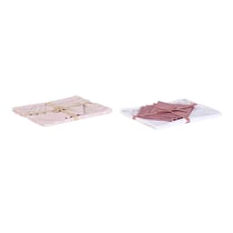 image-Tablecloth and napkins DKD Home Decor 150 x 150 x 0,5 cm Pink White (2 Units)