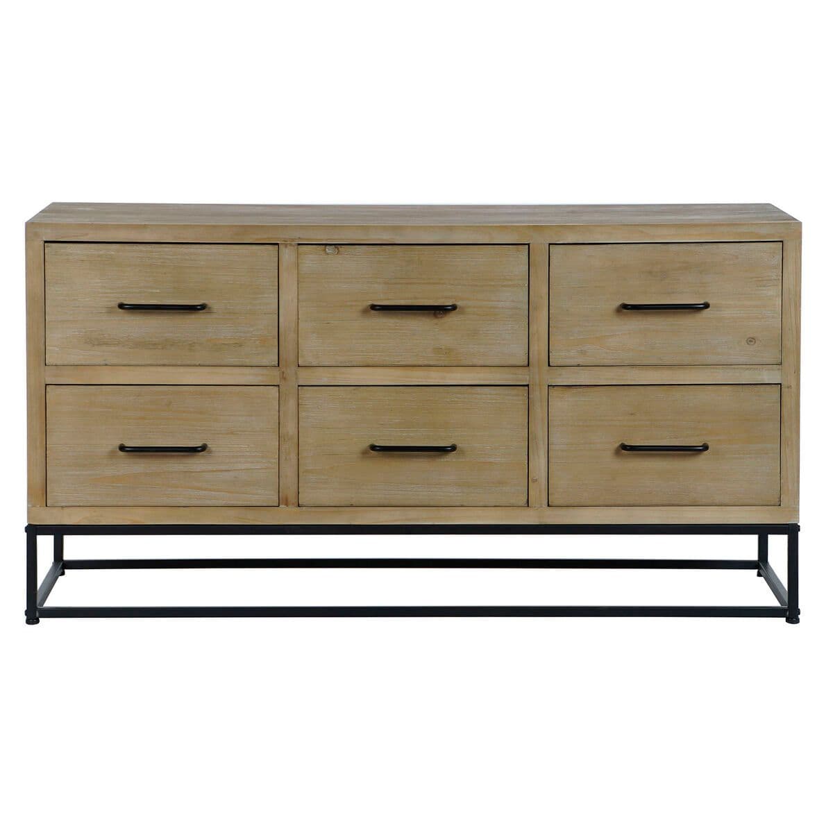 image-Sideboard DKD Home Decor Black Natural Metal MDF Wood 120 x 40 x 64 cm