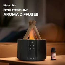 image-Simulated Flame Aroma Diffuser Bonfire Air Humidifier Ultrasonic Cool
