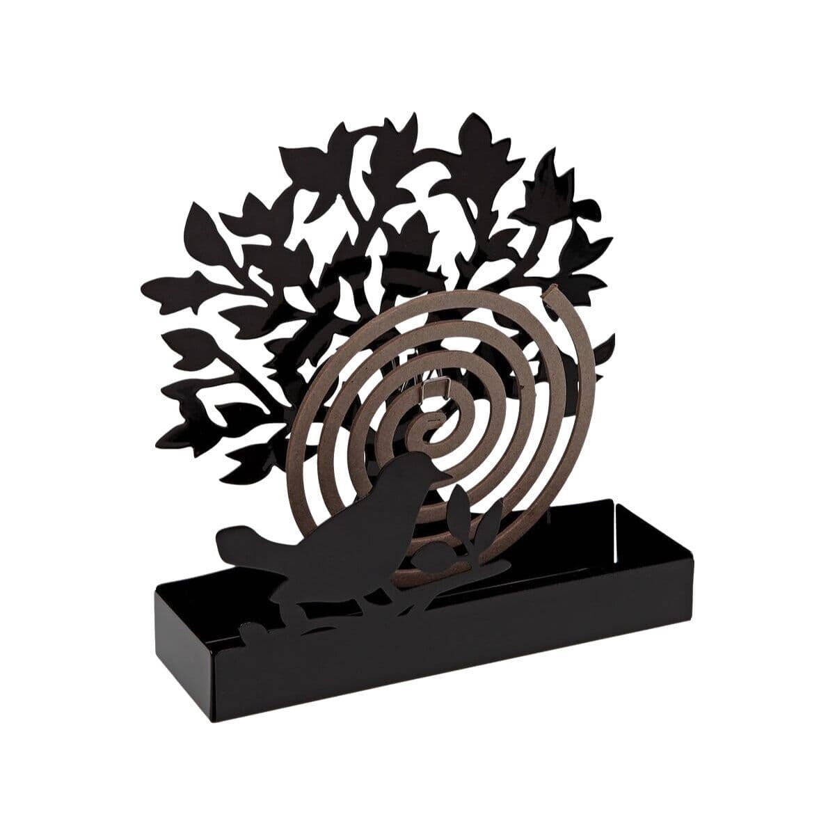 image-Support for mosquito coils Versa Black Metal 5 x 17 x 17 cm Tree