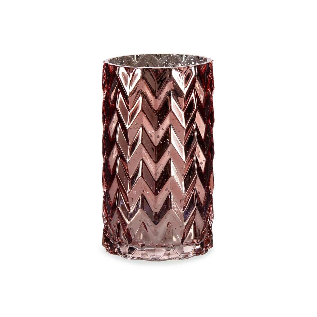 image-Vase Gift Decor Pink Crystal Ear (of wheat) Engraving 11,3 x 19,5 x 11,3 cm (6 Units)