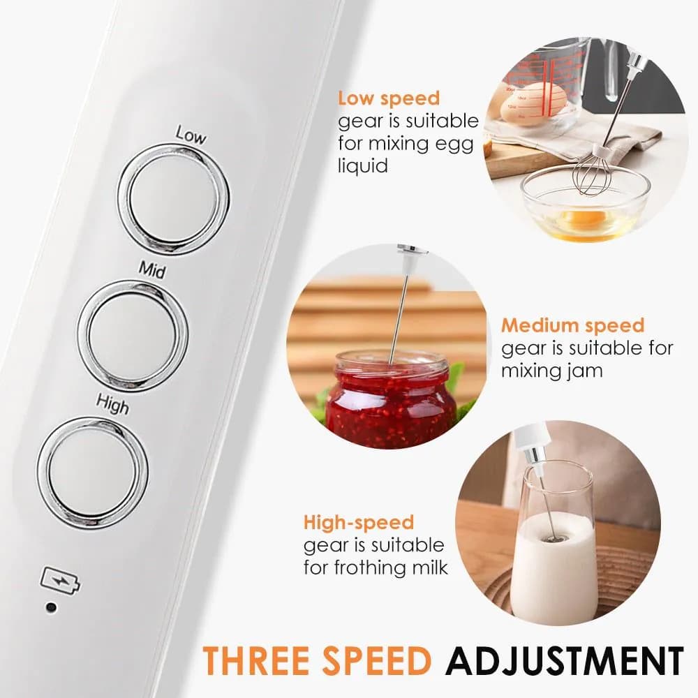 image-3 in 1 Milk Frother Electric Milk Foamer Coffee Blender Portable Mini