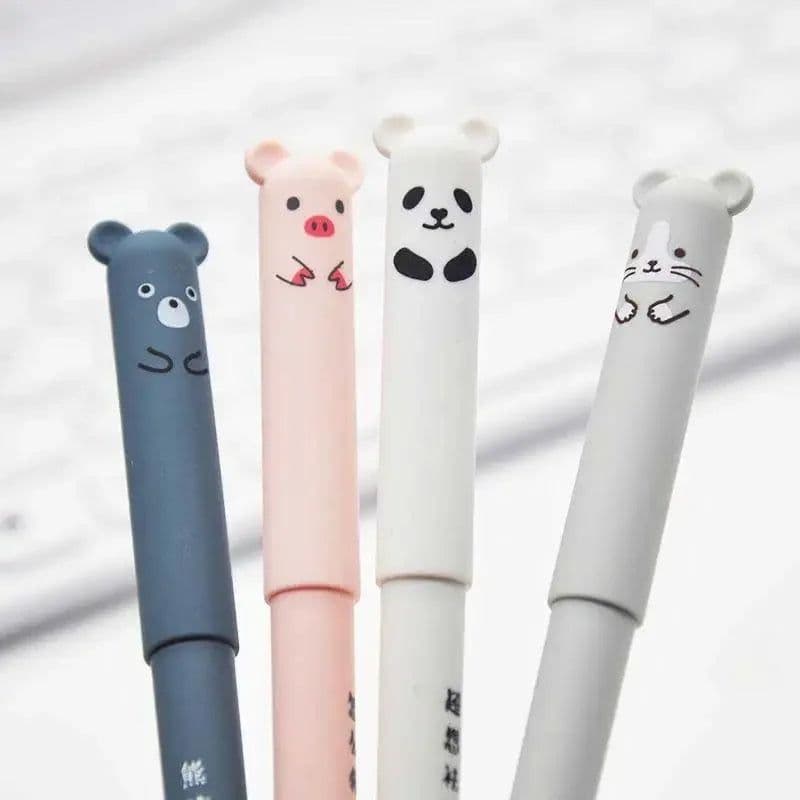 image-4+20 Pcs/Set Kawaii Pig Bear Cat Erasable Gel Pen Refills Rods 0.35mm Blue Black Ink Washable Handle School Office Supplies Gift