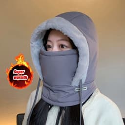 image-Cold Weather Thermal Balaclava Scarf Winter Windproof Hood Hat Plush Neck Warmer Ski Face Mask for Outdoor Activities