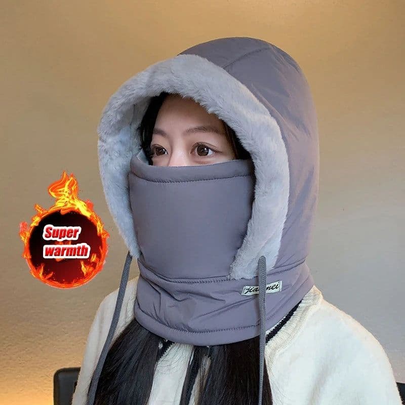 image-Cold Weather Thermal Balaclava Scarf Winter Windproof Hood Hat Plush Neck Warmer Ski Face Mask for Outdoor Activities
