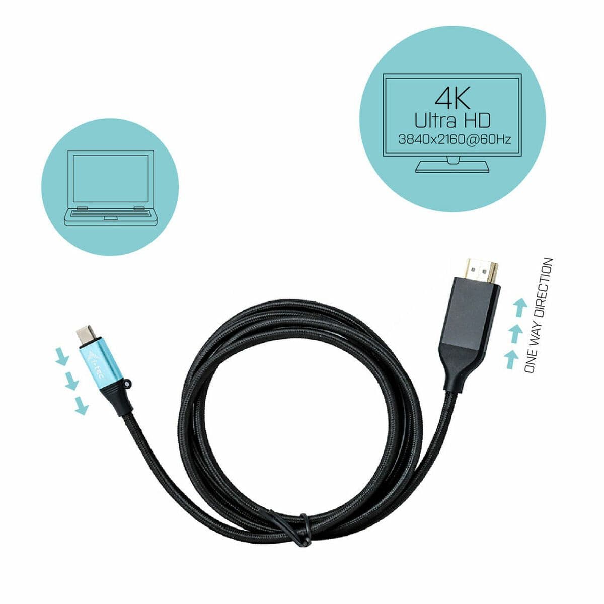 image-USB-C to HDMI Cable i-Tec C31CBLHDMI60HZ2M Black 2 m 4K Ultra HD