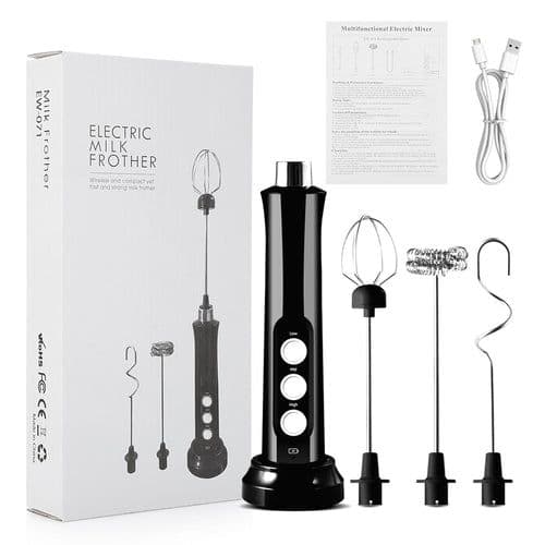 image-3 in 1 Milk Frother Electric Milk Foamer Coffee Blender Portable Mini
