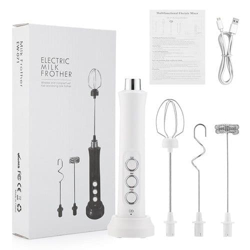image-3 in 1 Milk Frother Electric Milk Foamer Coffee Blender Portable Mini