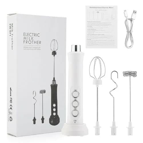 image-3 in 1 Milk Frother Electric Milk Foamer Coffee Blender Portable Mini