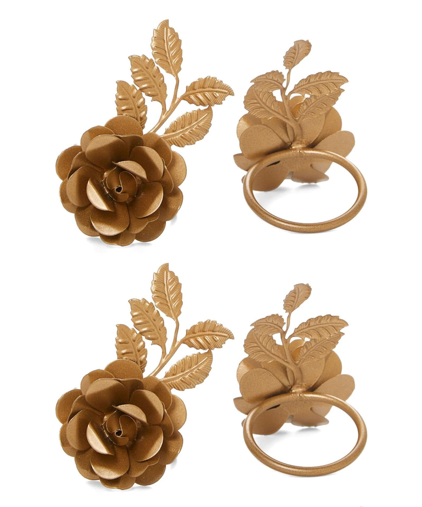 image-Vibhsa Golden Rose Set of 4 Napkin Rings