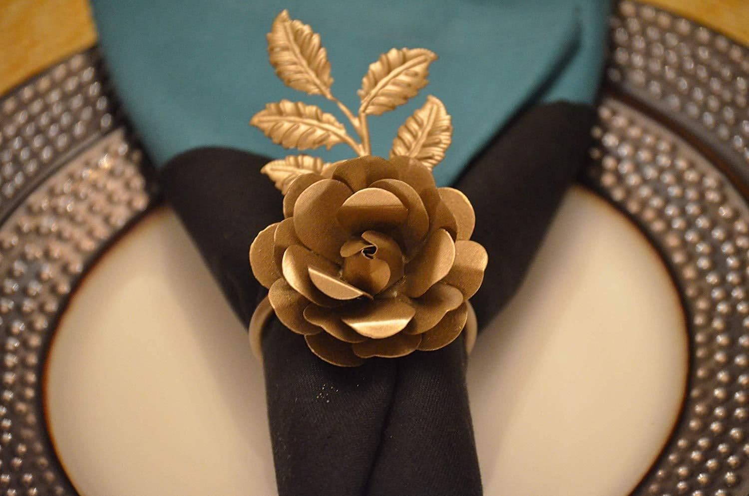 image-Vibhsa Golden Rose Set of 4 Napkin Rings