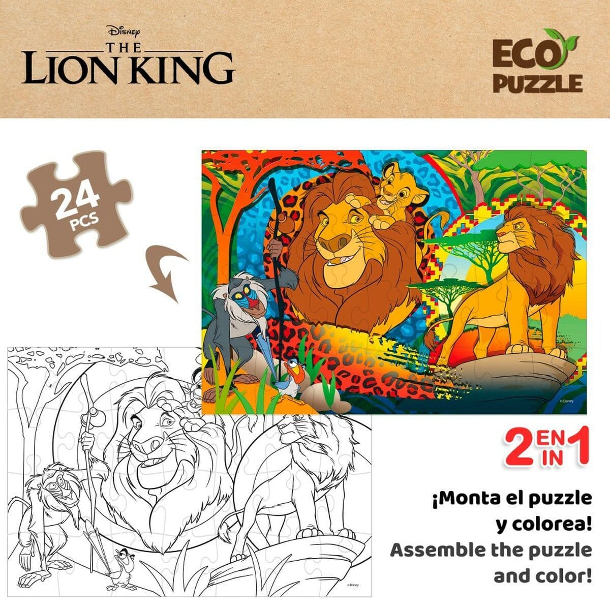 image-Child's Puzzle The Lion King Double-sided 24 Pieces 70 x 1,5 x 50 cm (12 Units)
