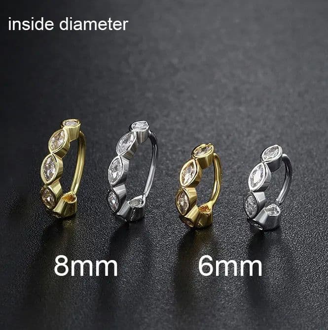 image-Stainless Steel Hoop Earring Women Zirconia Crystal Piercing Ear Daith