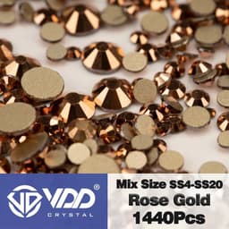 image-VDD SS4-SS20 Mix Size Clear Crystal Non-Hotfix Gold FlatBack Rhinestones Decorations DIY Glitter Stones 3D Nail Art Accessories