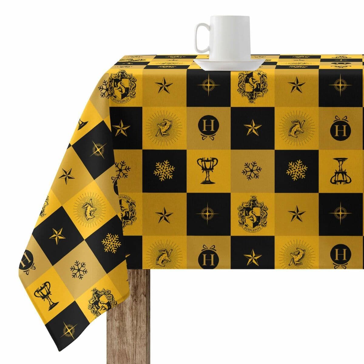 image-Stain-proof resined tablecloth Harry Potter Hufflepuff Multicolour 100 x 150 cm