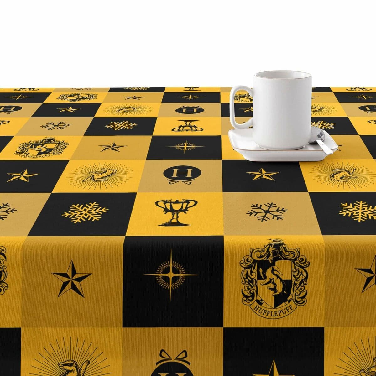 image-Stain-proof resined tablecloth Harry Potter Hufflepuff Multicolour 100 x 150 cm