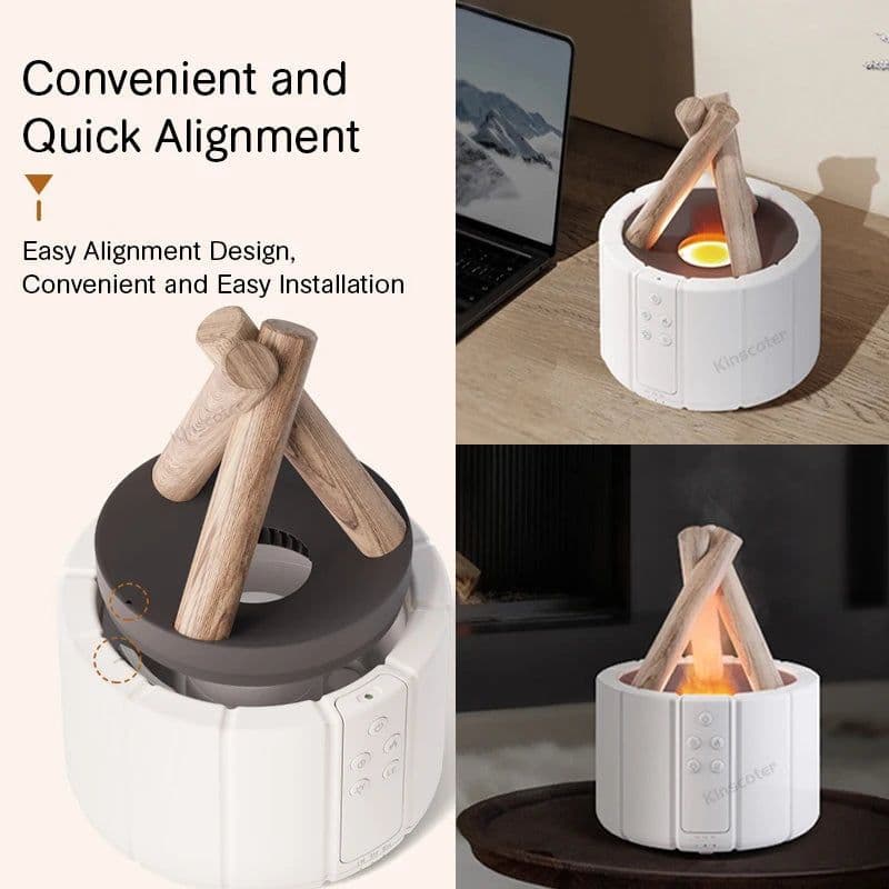 image-Simulated Flame Aroma Diffuser Bonfire Air Humidifier Ultrasonic Cool