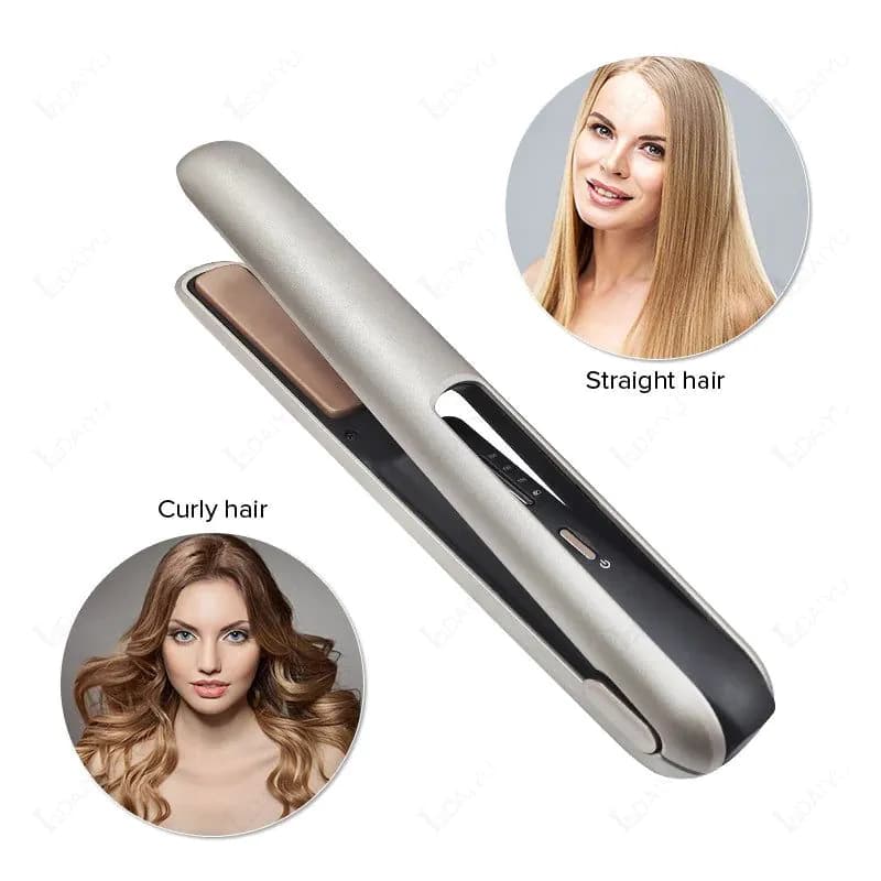 image-Cordless Hair Straightener Mini Portable Wireless Curler USB