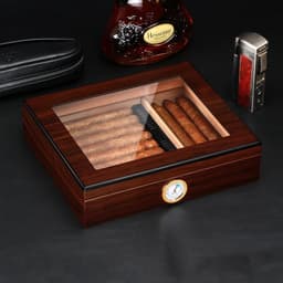 image-Charuto Cedar Wood Travel Humidor Puro Box Cigar Case W/ Hygrometer Humidifier Cigar Humidor Box For Cigars