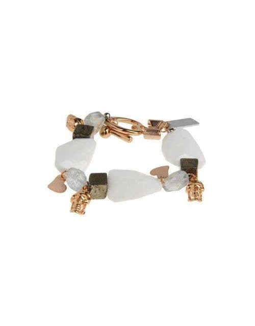 image-White onyx and aquamarine stones beaded bracelet
