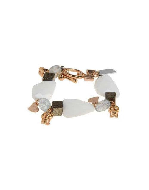 image-White onyx and aquamarine stones beaded bracelet