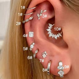 image-Stainless Steel Hoop Earring Women Zirconia Crystal Piercing Ear Daith