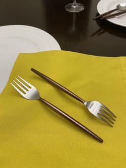 image-Stainless Steel Salad Appetizer Forks Set of 6 Pieces-Brown