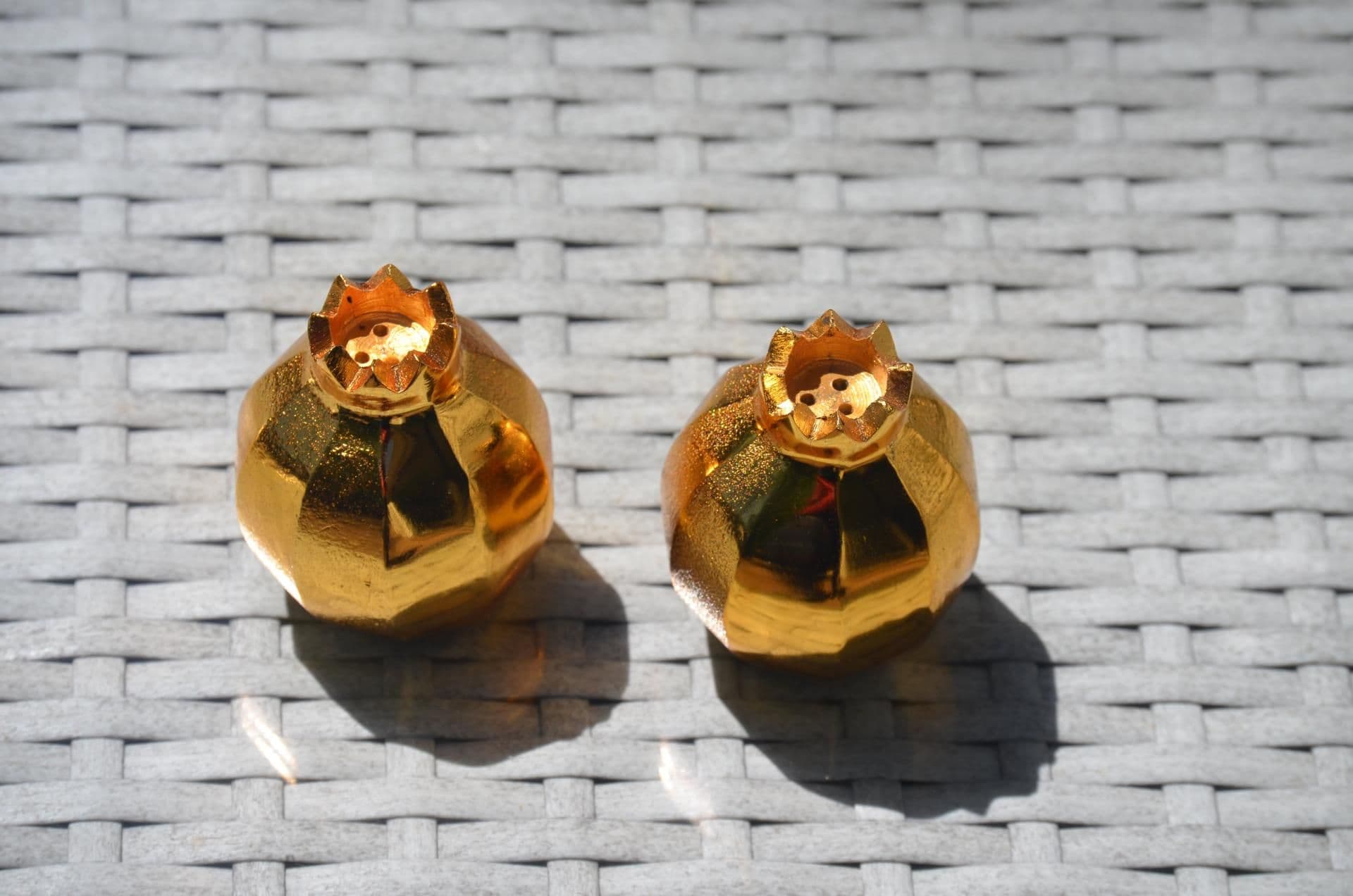 image-Pomegranate Salt and Pepper Shakers (Golden)