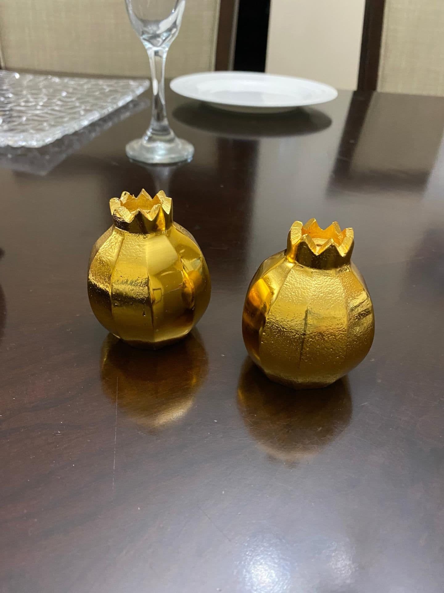 image-Pomegranate Salt and Pepper Shakers (Golden)