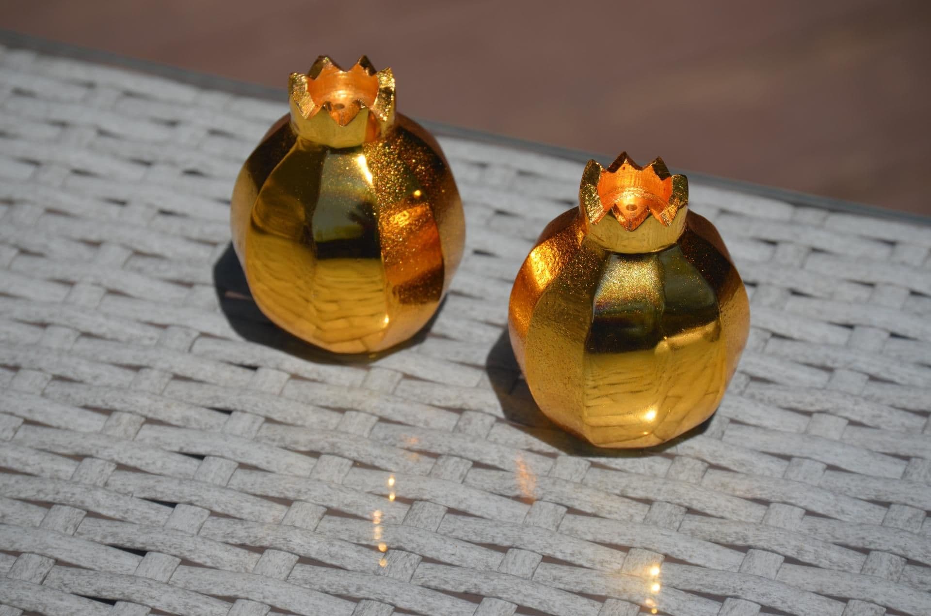 image-Pomegranate Salt and Pepper Shakers (Golden)