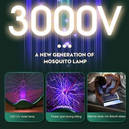 image-USB Electric Fly Swatters Foldable UV Light Electric Flies Shocker