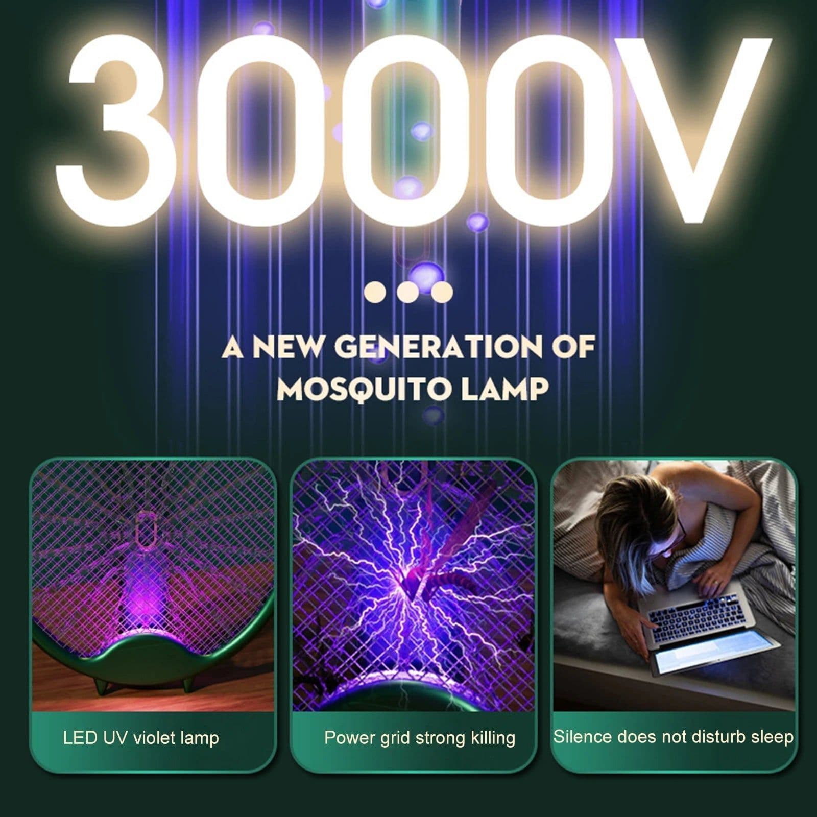 image-USB Electric Fly Swatters Foldable UV Light Electric Flies Shocker
