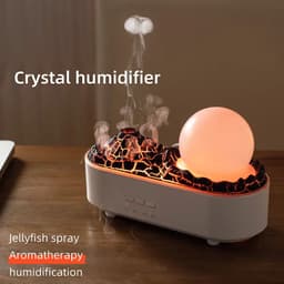 image-Lava Volcano Humidifier USB Aroma Diffuser with Flame Lamp Mini